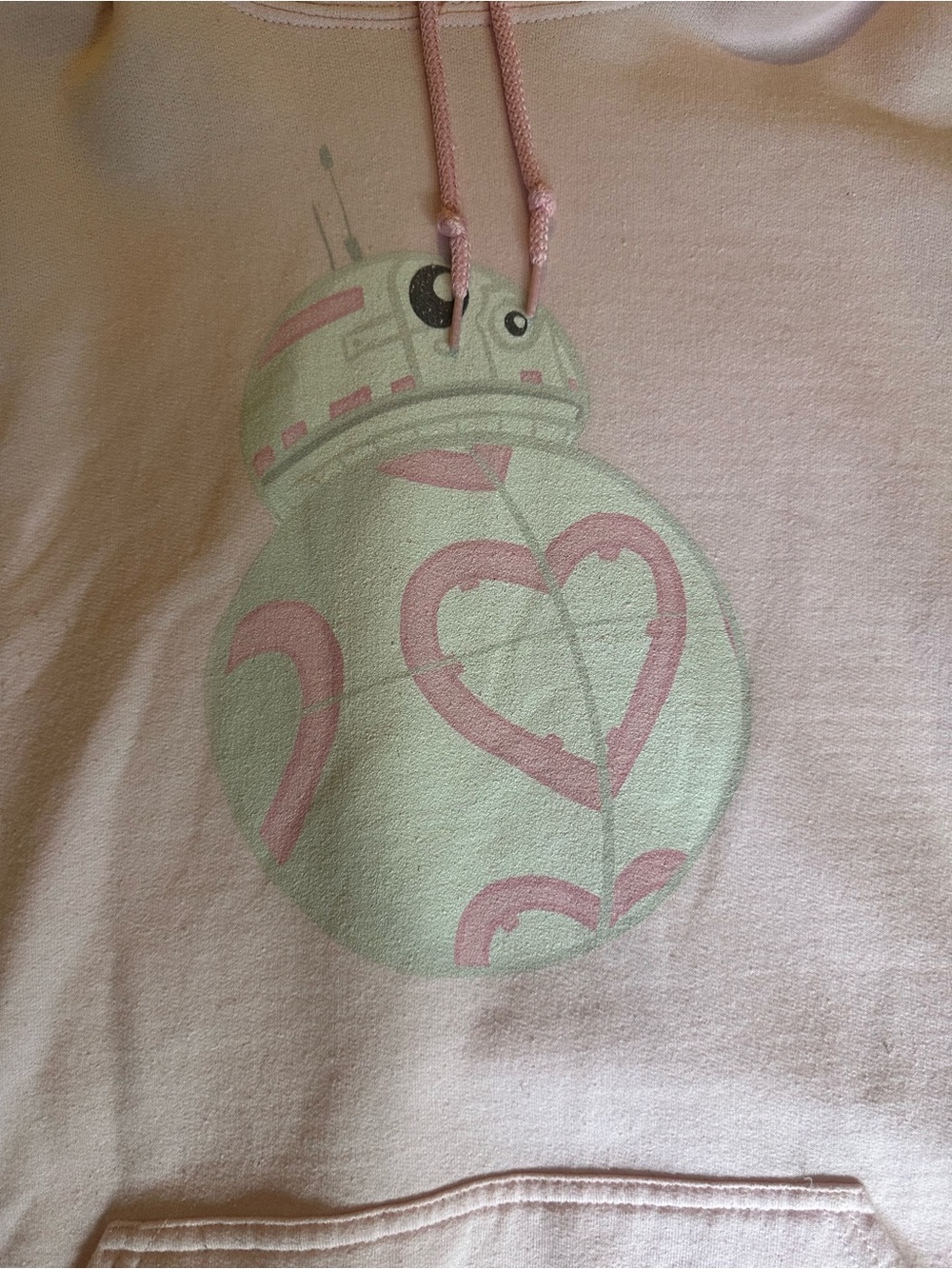 Gildan Baby Pink BB 8 Heart Droid Hoodie XL